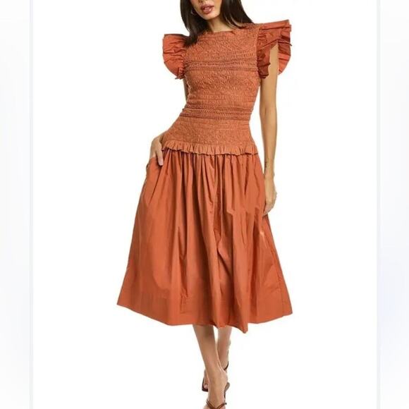 NWT Ulla Johnson Madeline Smocked Dress Clay Handmade Sz 2 MSRP $595 - Picture 1 of 12